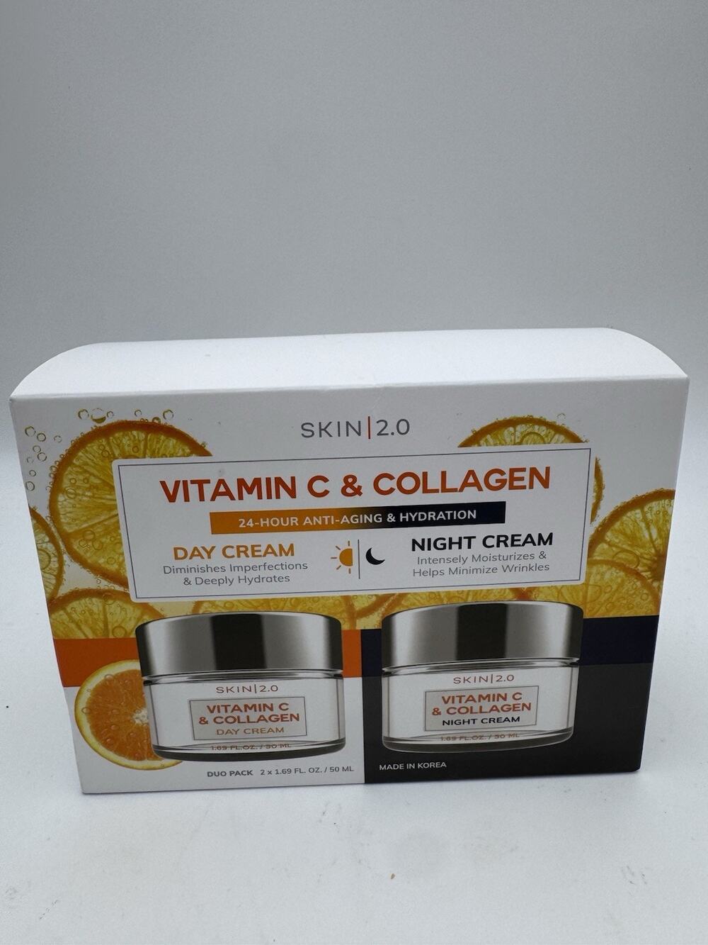SKIN 2.0 VITAMIN C & COLLAGEN DAY CREAM & NIGHT CREAM SET 1.69 OZ EACH